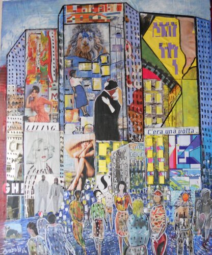 Men in the cities  - Claudia va in città by Giuseppe Zumbolo, Painting for Sale on Singulart