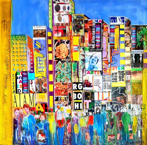 Men in the cityes by Giuseppe Zumbolo, Painting for Sale on Singulart