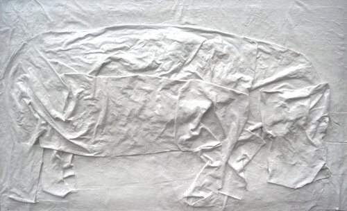 Ippopotamo ( bianco safari) von Giuseppe Zumbolo, Malerei kaufen auf Singulart