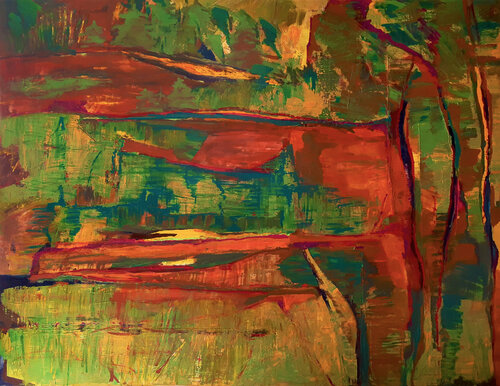 smooth grass at the forest clearing par Jörg Kuplens, Peinture en vente sur Singulart