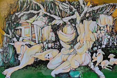 Lazy Sunday afternoon - At the old lost place - New Version by Jörg Kuplens, Drawing for Sale on Singulart