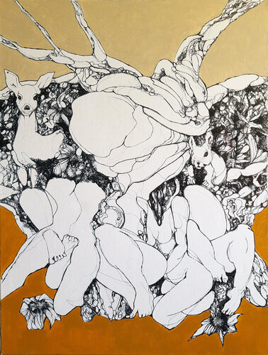 Maenads - break after the celebration par Jörg Kuplens, Dessin en vente sur Singulart