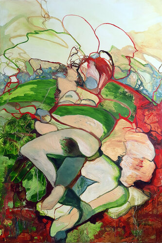 Now it's time to go out again. Saw her on the green hills at spring time. #1 par Jörg Kuplens, Peinture en vente sur Singulart