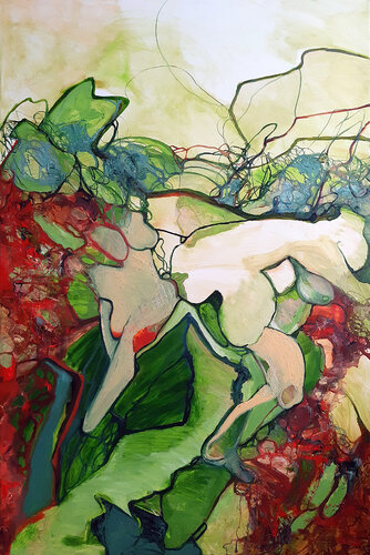 Now it's time to go out again. Saw her on the green hills at spring time. #2 par Jörg Kuplens, Peinture en vente sur Singulart