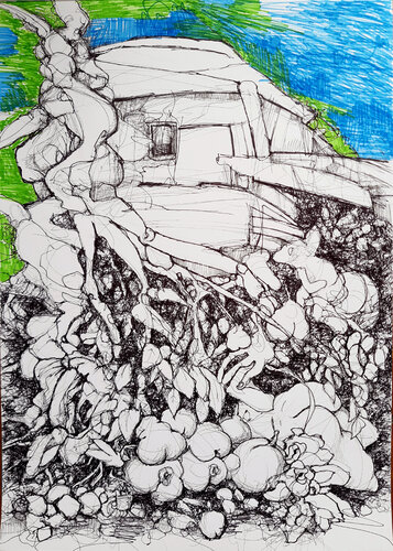 Nature releases - Under the pear tree by Jörg Kuplens, 素描 for Sale on Singulart