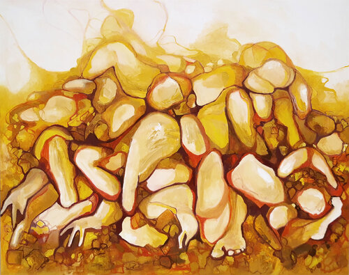in the hustle and bustle - sunset in the mountain par Jörg Kuplens, Peinture en vente sur Singulart