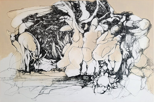 Tall Trees, Filtered Sunlight van Jörg Kuplens, Tekening te koop op Singulart