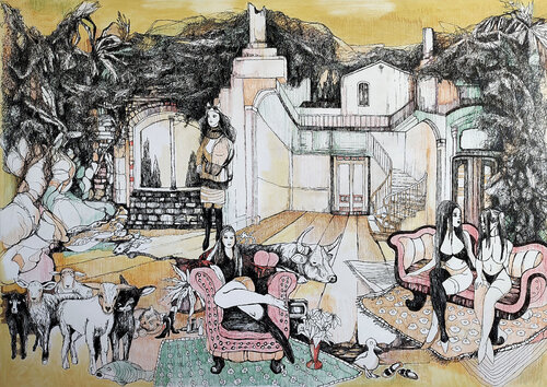 Intimate Muses Caught in Sunshine by Jörg Kuplens, 소묘 for Sale on Singulart