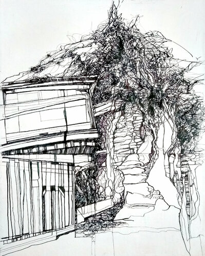 small town view. in the past #3 di Jörg Kuplens, Disegno in vendita su Singulart