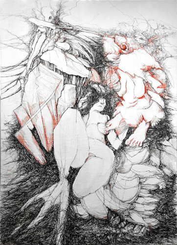 dreams standing on fire di Jörg Kuplens, Disegno in vendita su Singulart