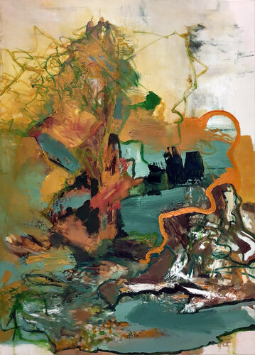 the day is coming to an end. I sit down and look around by Jörg Kuplens, 油畫 for Sale on Singulart