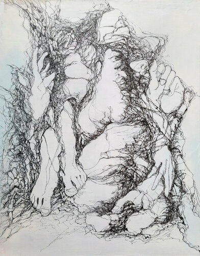 I am caught in your limbs. I'm finally resting. van Jörg Kuplens, Tekening te koop op Singulart