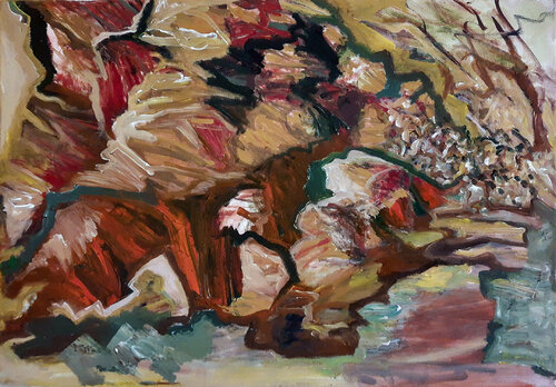 The fall begins. I feel the wind at the edge of the forest. van Jörg Kuplens, Schilderij te koop op Singulart
