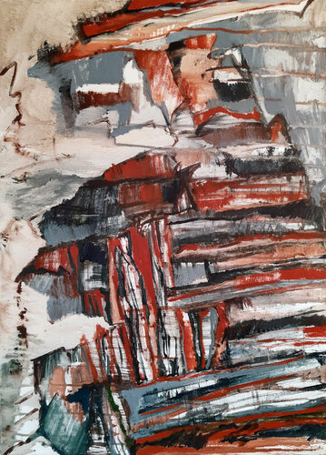 At the old ruined building. locked doors #2 di Jörg Kuplens, Pittura in vendita su Singulart