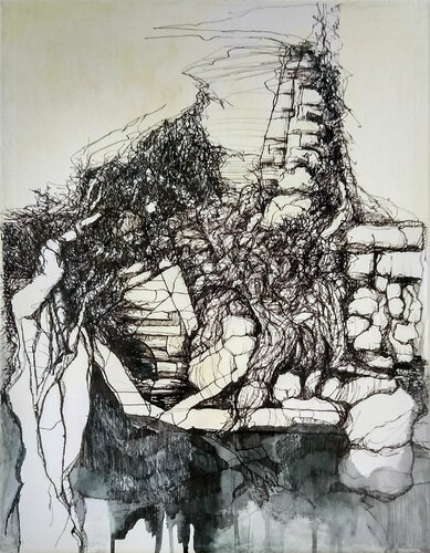 stones of a ruin van Jörg Kuplens, Tekening te koop op Singulart