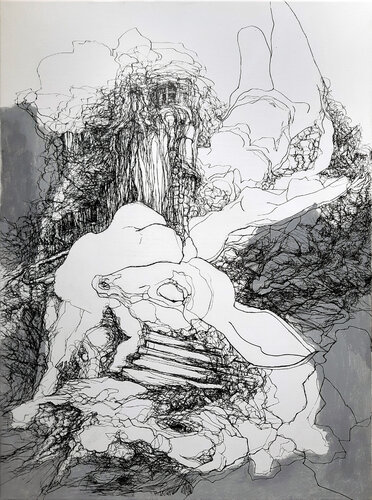 the last house on the left. I found the beauty in the garden. di Jörg Kuplens, Disegno in vendita su Singulart