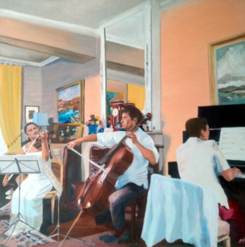 Concert à Chantilli - Le groupe di Arnaud Feuga, Pittura in vendita su Singulart