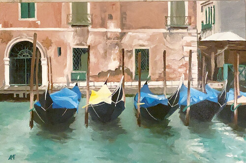 Gondoles sous la pluie 2 von Arnaud Feuga, Malerei kaufen auf Singulart