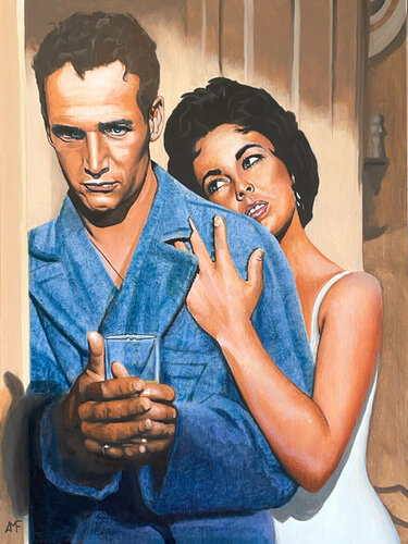 Scène culte 25 - La chatte sur un toit brûlant de Arnaud Feuga, Pintura a la venta en Singulart