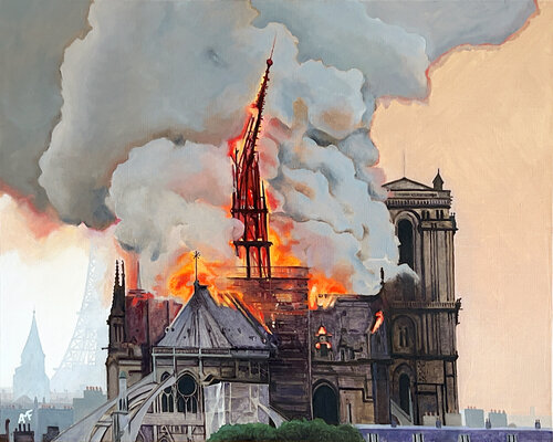 L'incendie de Notre dame di Arnaud Feuga, Pittura in vendita su Singulart