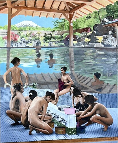 Bain japonais by Arnaud Feuga, Painting for Sale on Singulart