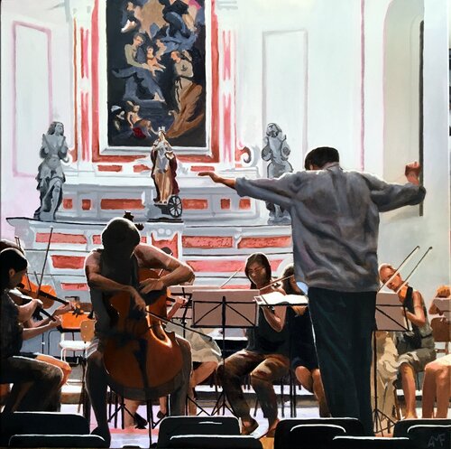 String rehearsal in Cervo 1 de Arnaud Feuga, Pintura a la venta en Singulart