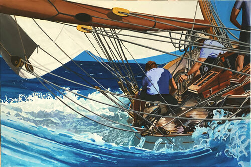 Le Club Med 2 en Patagonie von Arnaud Feuga (2024) Malerei Öl auf