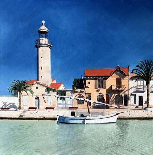 Le phare de Grau du Roi von Arnaud Feuga, Malerei kaufen auf Singulart