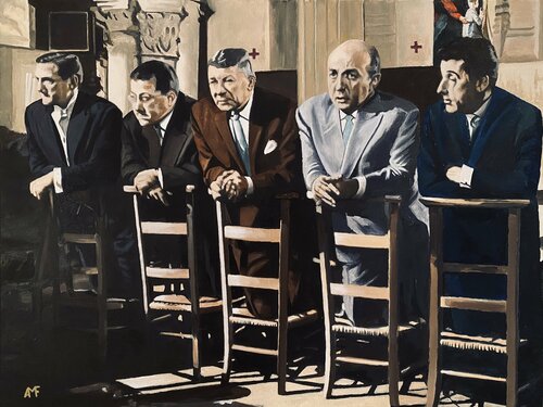 Scène culte 15 - Les Tontons Flingueurs von Arnaud Feuga, Malerei kaufen auf Singulart