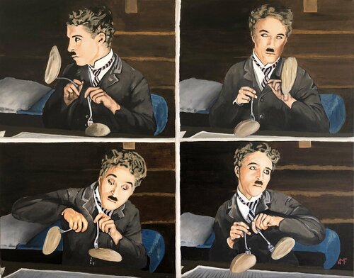 Scène culte 4 - La danse des petits pains de Arnaud Feuga, Pintura a la venta en Singulart