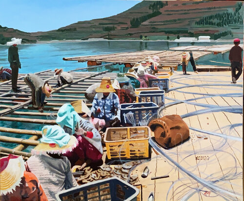 Chantier ostréicole à Pusan de Arnaud Feuga, Pintura a la venta en Singulart