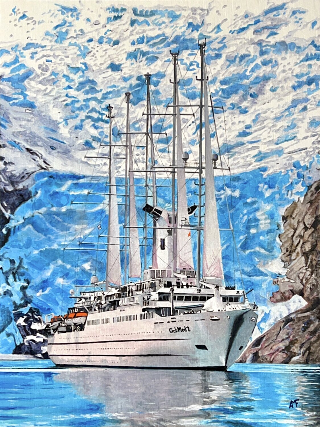 Le Club Med 2 en Patagonie Arnaud Feuga Originalgemälde zu verkaufen