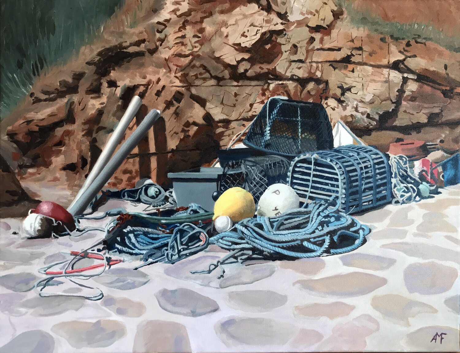 Casiers à l'ÎIe d'Yeu Arnaud Feuga Originalgemälde zu verkaufen