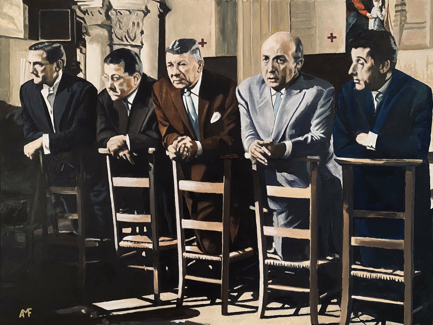 Scène culte 15 - Les Tontons Flingueurs Arnaud Feuga Originalgemälde zu verkaufen