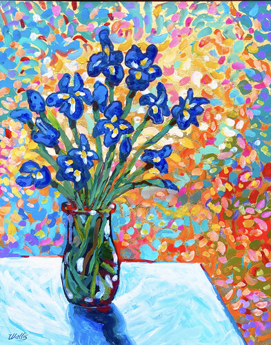 Wild Blue Irises von Charles Wallis, Malerei kaufen auf Singulart