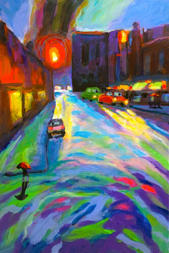 Downpour In The City von Charles Wallis, Malerei kaufen auf Singulart