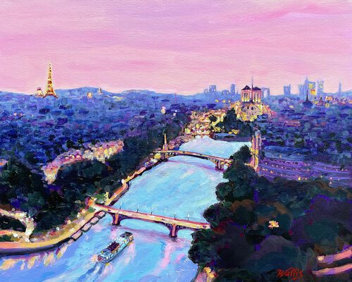 NIghtfall On The Seine In Paris von Charles Wallis, Malerei kaufen auf Singulart