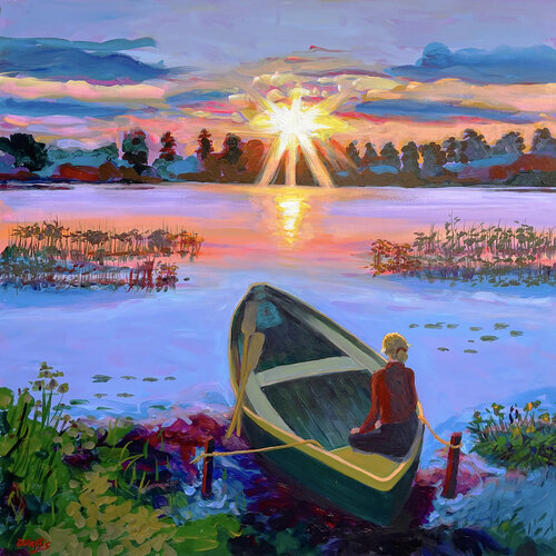 A Buddha Konasana Sunset von Charles Wallis, Malerei kaufen auf Singulart
