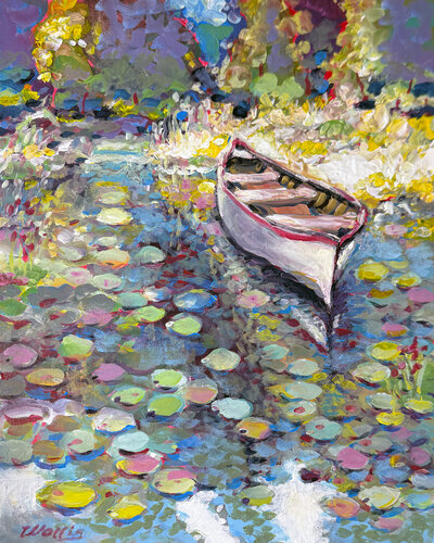 The Water Lily Pond di Charles Wallis, Pittura in vendita su Singulart