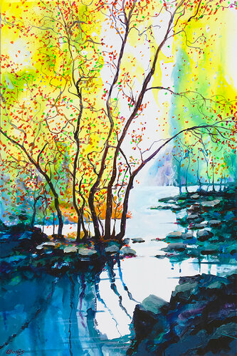 A Fine Fall Day At The Lake di Charles Wallis, Pittura in vendita su Singulart