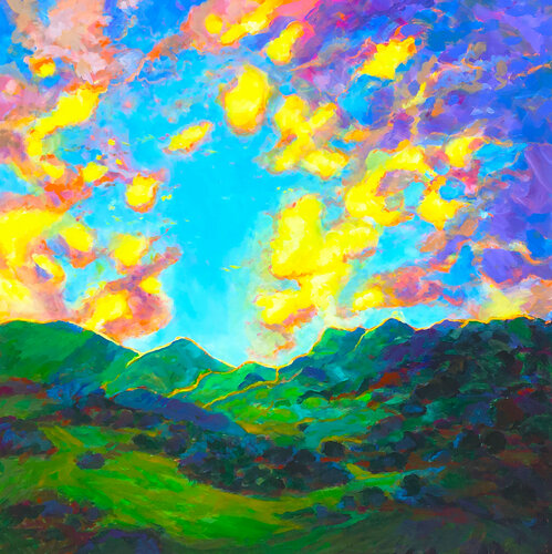 A Sunny Day In The Mountains di Charles Wallis, Pittura in vendita su Singulart