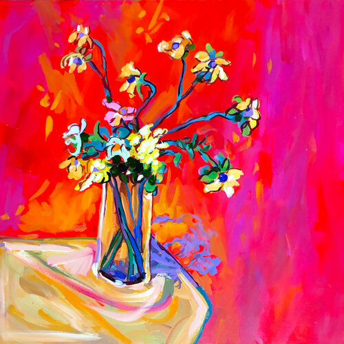 Yellow Flowers di Charles Wallis, Pittura in vendita su Singulart