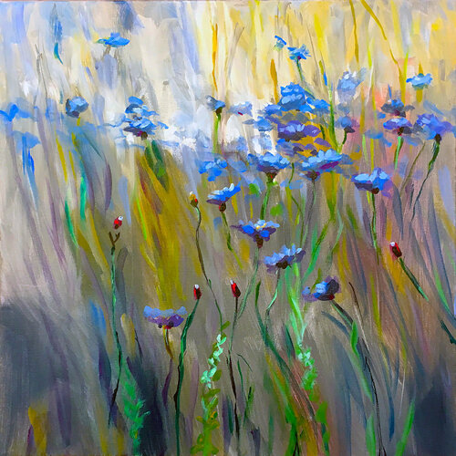 Blue Wild Flowers di Charles Wallis, Pittura in vendita su Singulart