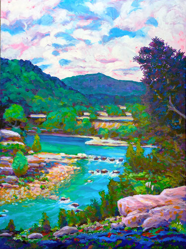 Hill Country River Scene von Charles Wallis, Malerei kaufen auf Singulart