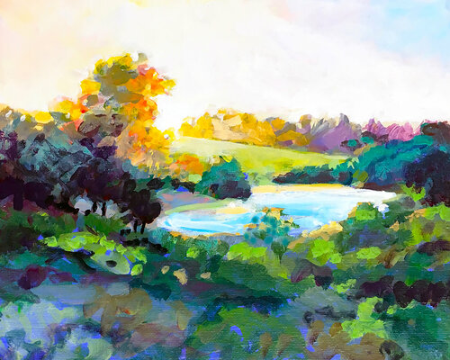 The Pond In The Pasture di Charles Wallis, Pittura in vendita su Singulart