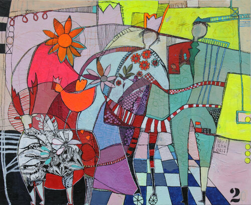 Zirkusbesuch. di Helmtrud Kraienhorst, Pittura in vendita su Singulart