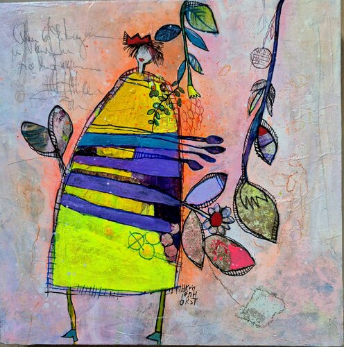 Yellow Flowergirl di Helmtrud Kraienhorst, Pittura in vendita su Singulart