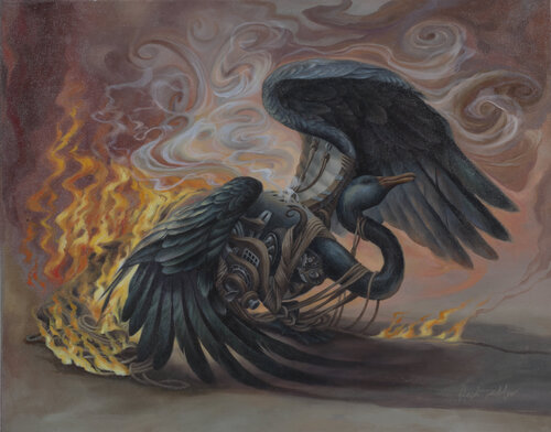 Dying Black Swan by Heidi Taillefer, Painting for Sale on Singulart