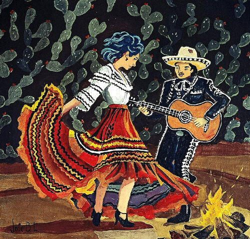 "Serenata de Nopales" (Serenade of prickly pear cacti) de José Blanco Lorenzo Blanco Lorenzo, Pintura a la venta en Singulart
