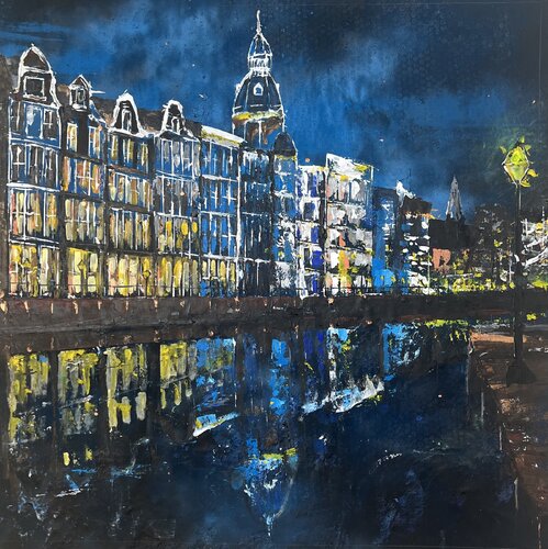 Amsterdam at night van Wendy van Putten, Schilderij te koop op Singulart